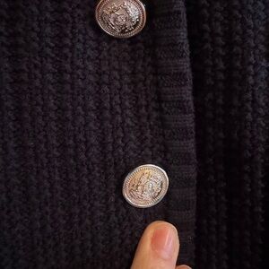 H&M Black Knit Cardigan with Decorative Silver Buttons